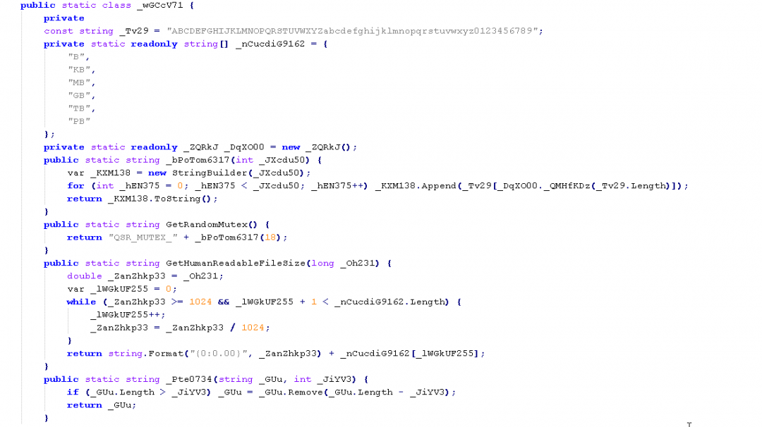 Code section which has overlap with QuasarRAT