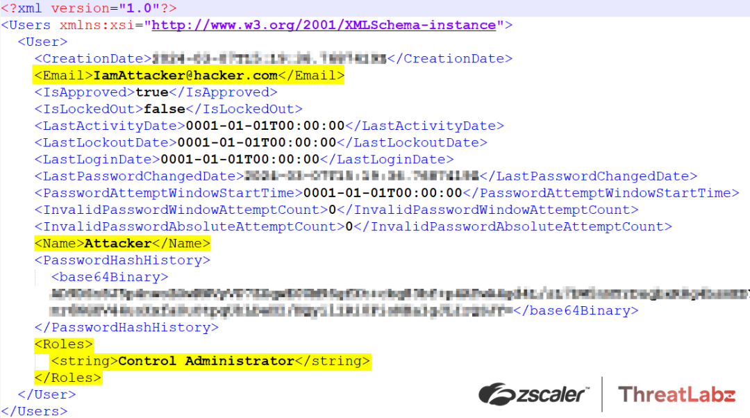 Figure 5: ScreenConnect\App_Data\User.xml shows evidence of the attacker-created administrator user account.